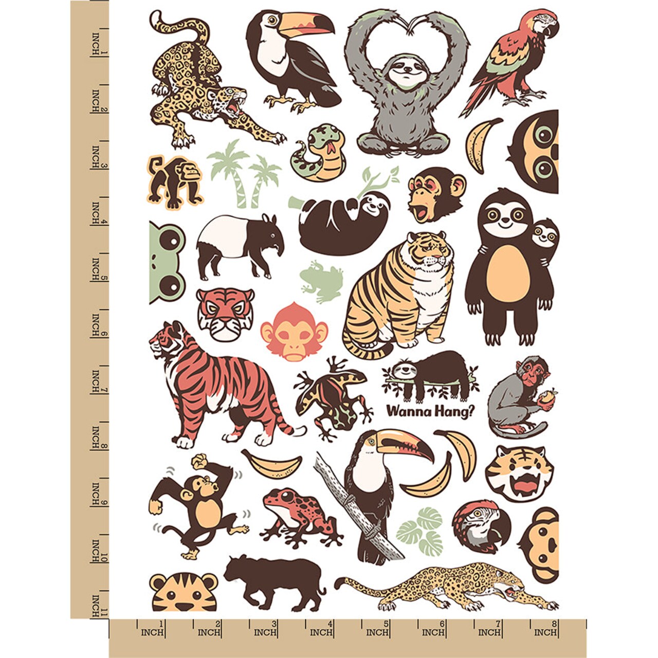 Tropical Rainforest Animals Temporary Tattoo Water Resistant Fake Body Art Set Collection